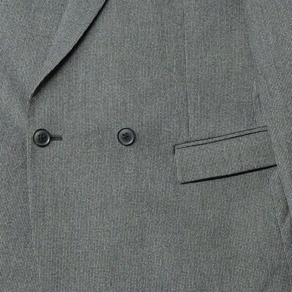 Altamonda 40R Gray Check Double Breasted Peak Lapel Mens Suit Jacket Sport Coat - Picture 3 of 12